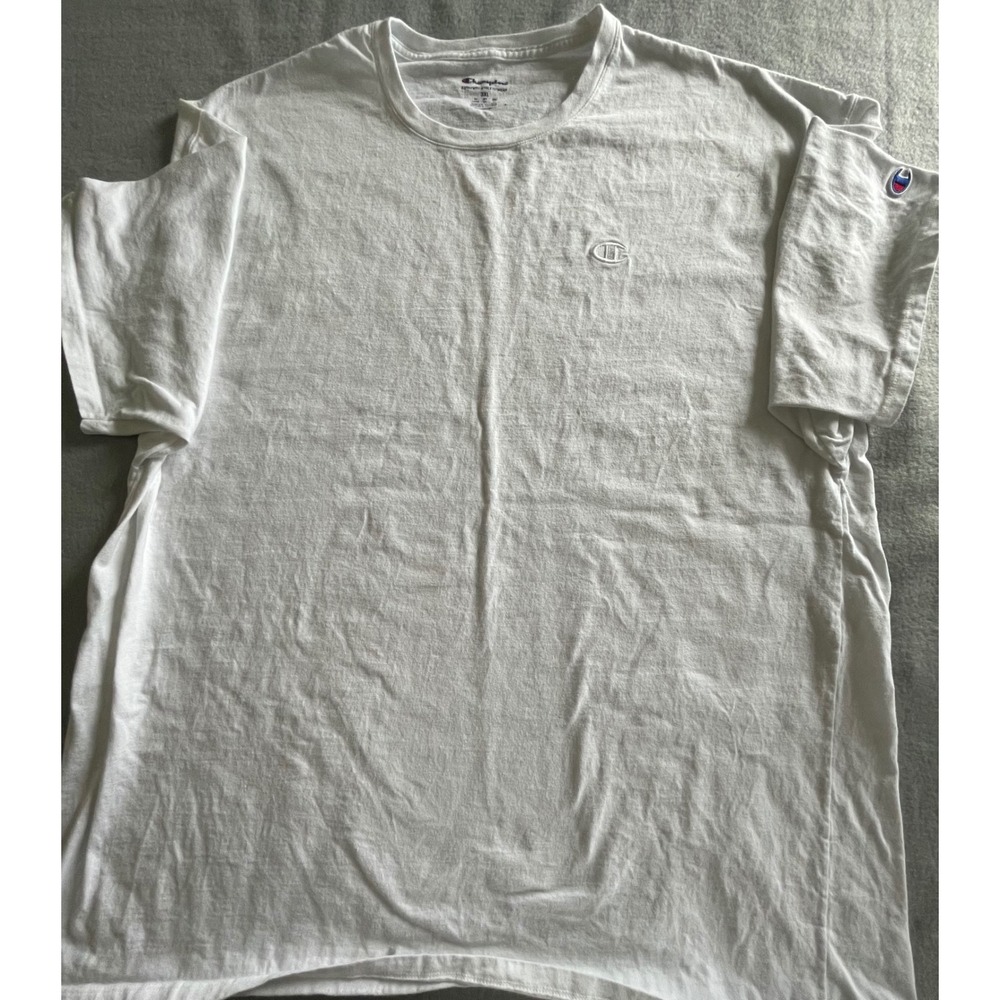 Champion Mens White Short Sleeve T-Shirt Embroidered Logo Crewneck Tee 3XL - Picture 1 of 5
